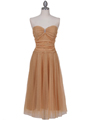 Strapless Gold Glitter Tea Length Dress