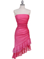 027 Hot Pink Strapless Glitter Party Dress - Hot Pink, Front View Thumbnail