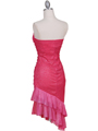 027 Hot Pink Strapless Glitter Party Dress - Hot Pink, Back View Thumbnail