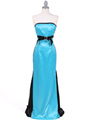 Black Turquoise Strapless Evening Gown