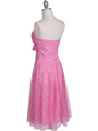 072 Pink Printed Tea Length Dress - Pink, Back View Thumbnail