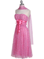 072 Pink Printed Tea Length Dress - Pink, Alt View Thumbnail