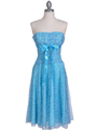 Turquoise Printed Tea Length Dress