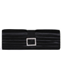 Black Satin Evening Bag with Rhinestone Buckle