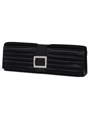 Black Satin Evening Bag with Rhinestone Buckle