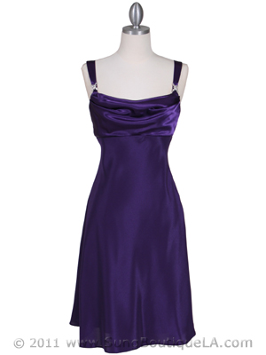 1021 Purple Satin Top Cocktail Dress, Purple