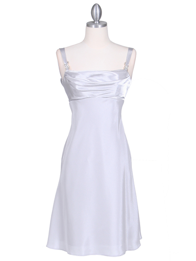 1021 Silver Satin Top Cocktail Dress - Silver, Front View Medium