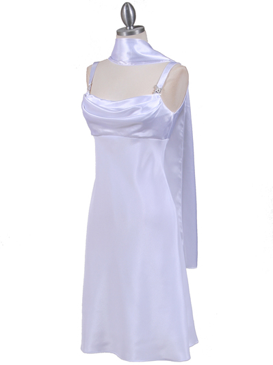 1021 White Satin Top Cocktail Dress - White, Alt View Medium