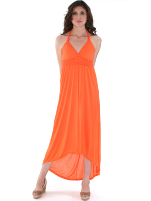 1024 Maxi Dress with High Low Hem, Orange