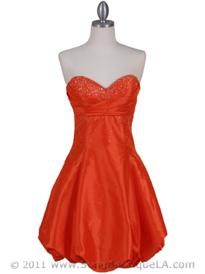 102 Orange Beaded Bubble Dress, Orange