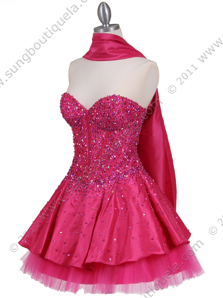 hot pink and black dress on Hot Pink Beaded Party Dress From Sung Boutique Los Angeles