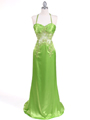 Lime Charmeuse Halter Evening Gown