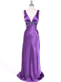 1050 Purple Draped Back Evening Gown - Purple, Front View Thumbnail