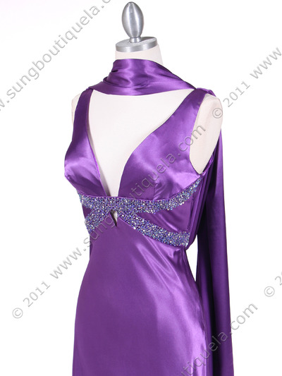 1050 Purple Draped Back Evening Gown - Purple, Alt View Medium