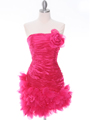 10622 Hot Pink Strapless Ruched Cocktail Dress - Hot Pink, Front View Thumbnail