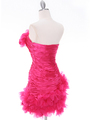 10622 Hot Pink Strapless Ruched Cocktail Dress - Hot Pink, Back View Thumbnail