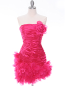 10622 Hot Pink Strapless Ruched Cocktail Dress, Hot Pink