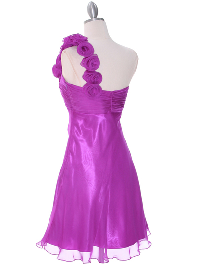 10630 Purple Chiffon Cocktail Dress - Purple, Back View Medium