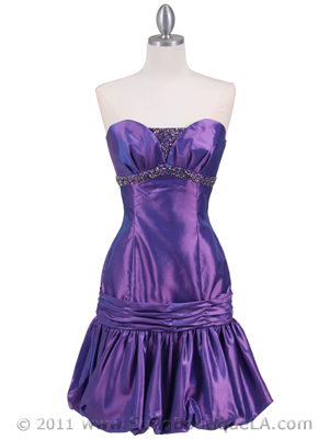 1076 Purple Beaded Bubble Dress, Purple