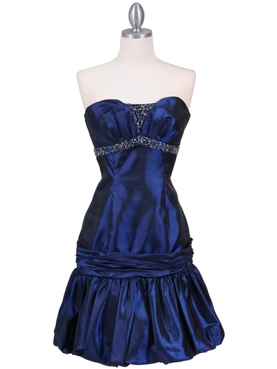1076 Royal Blue Beaded Bubble Dress - Royal Blue, Front View Medium