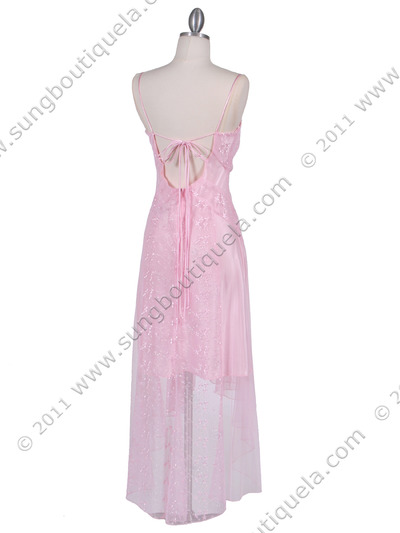 1080 Pink 3/4 Length Floral Laced Dress - Pink, Back View Medium