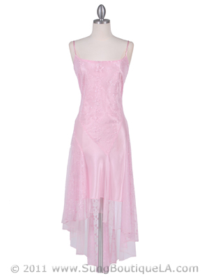1080 Pink 3/4 Length Floral Laced Dress, Pink