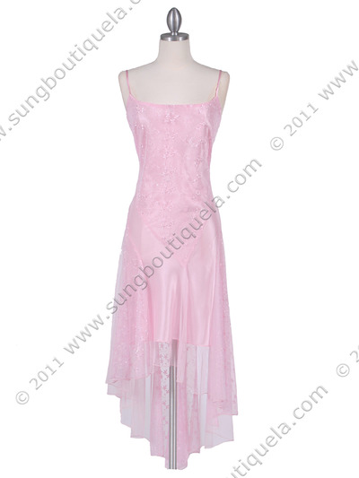 1080 Pink 3/4 Length Floral Laced Dress - Pink, Front View Medium