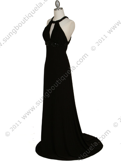 1104 Black Embellished Jersey Gown - Black, Alt View Medium
