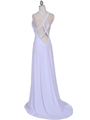 1104 White Embellished Jersey Gown - White, Back View Thumbnail