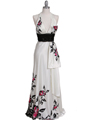 1107 Ivory Printed Evening Dress - Ivory, Front View Thumbnail