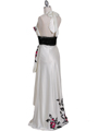 1107 Ivory Printed Evening Dress - Ivory, Back View Thumbnail