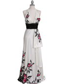 Ivory Printed Evening Dress