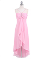 1111 Pink Evening Dress with Rhine Stone Pin - Pink, Front View Thumbnail