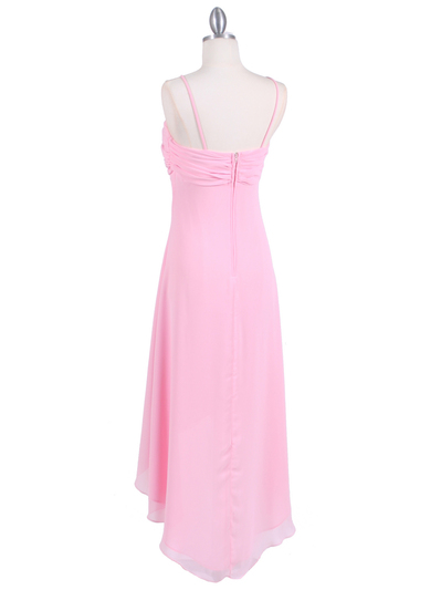 1111 Pink Evening Dress with Rhine Stone Pin - Pink, Back View Medium