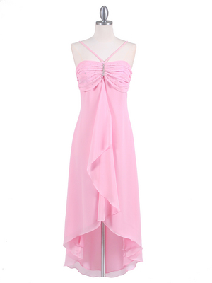 1111 Pink Evening Dress with Rhine Stone Pin, Pink