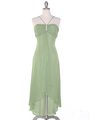 1111 Sage Evening Dress with Rhinestone Pin - Sage, Front View Thumbnail
