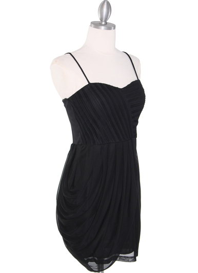 1113 Asymmetrical Mini Cocktail Dress - Black, Alt View Medium