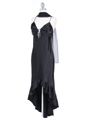 Black Satin Evening Dress with Rhinestone Buckle