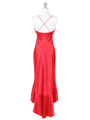 1135 Red Satin Evening Dress with Rhinestone Buckle - Red, Back View Thumbnail