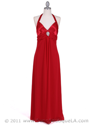 1186 Red Chiffon Evening Dress, Red