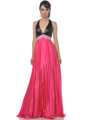 120 Sequin Halter Top Prom Dress - Black Hot Pink, Front View Thumbnail