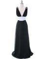 1210 Black White Evening Dress - Black, Front View Thumbnail