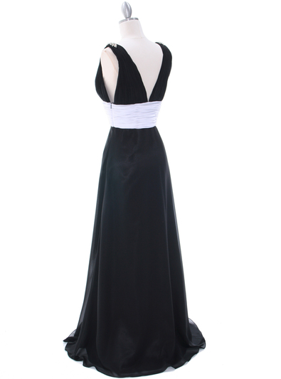 1210 Black White Evening Dress - Black, Back View Medium
