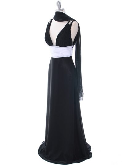 1210 Black White Evening Dress - Black, Alt View Medium