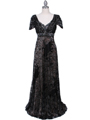 1227 Black Lace Evening Dress - Black, Front View Thumbnail