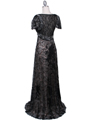 1227 Black Lace Evening Dress - Black, Back View Thumbnail