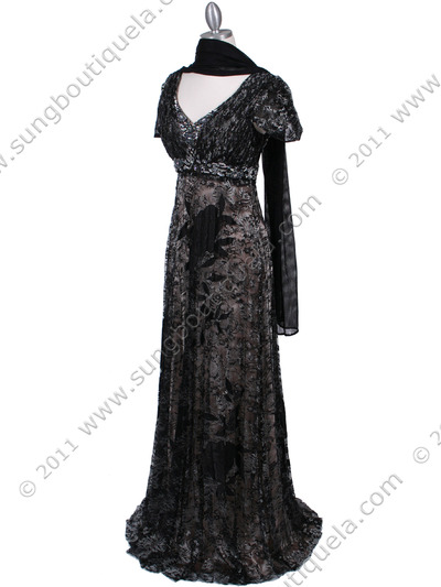 1227 Black Lace Evening Dress - Black, Alt View Medium