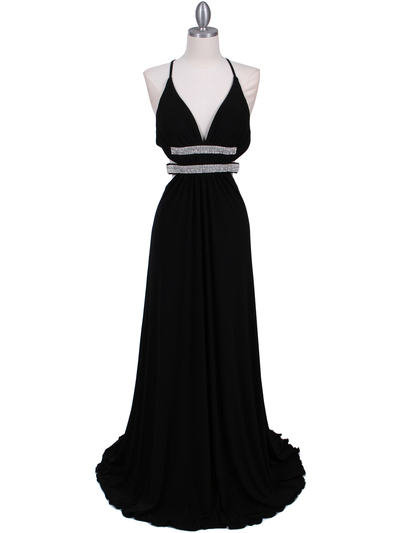 1249 Black Evening Gown - Black, Front View Medium