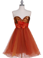 Orange Sequin Top Cocktail Dress
