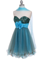 Turquoise Brown Sequin Top Cocktail Dress
